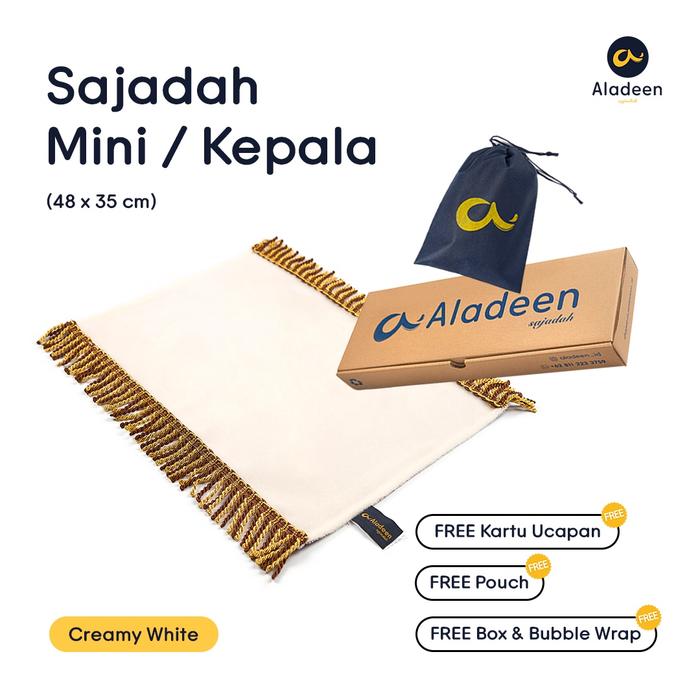 Sajadah Aladeen Kecil Mini / Kepala Bulu Tipis Polos - PUTIH KREM