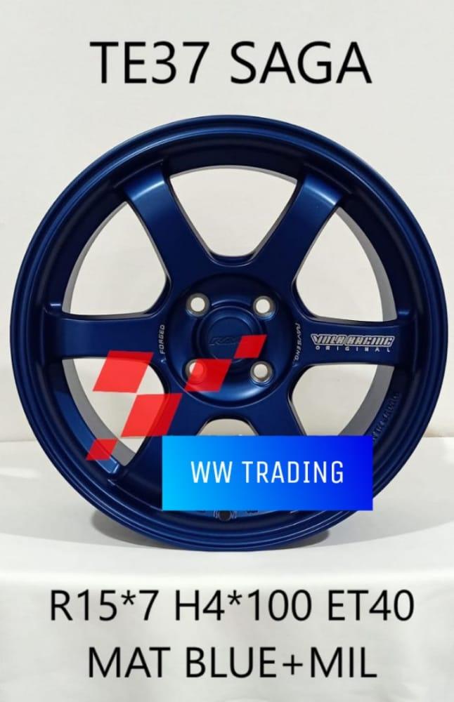 Velg Mobil Ring 15 TE37 SAGA MAT BLUE 4H 100 ET 40