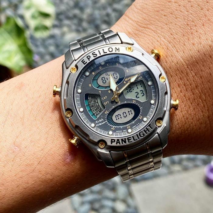jam tangan Alba Epsilon Panelight Cal. V085 analog digital