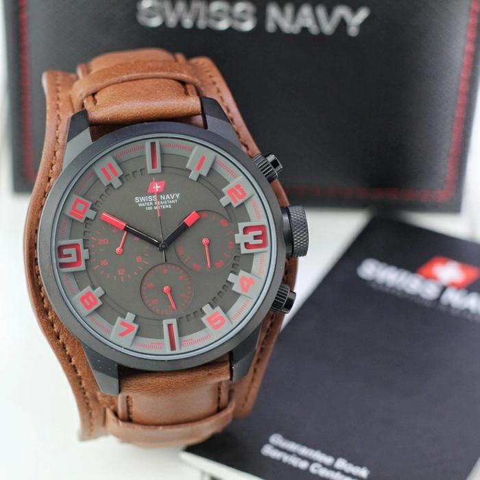 Jam tangan Swiss Navy 8943 Tali Kulit Original Pria