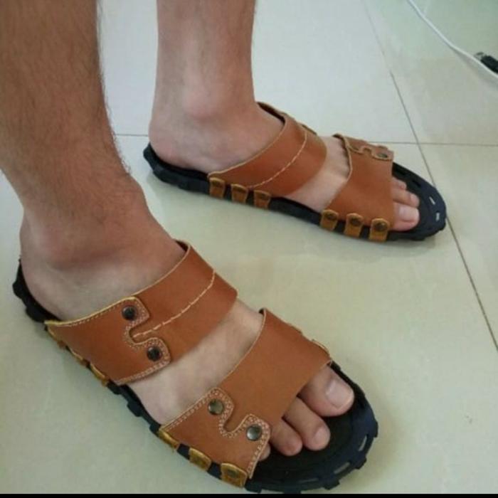 Sandal pria kulit kwalitas kulit premium model pria masa kini