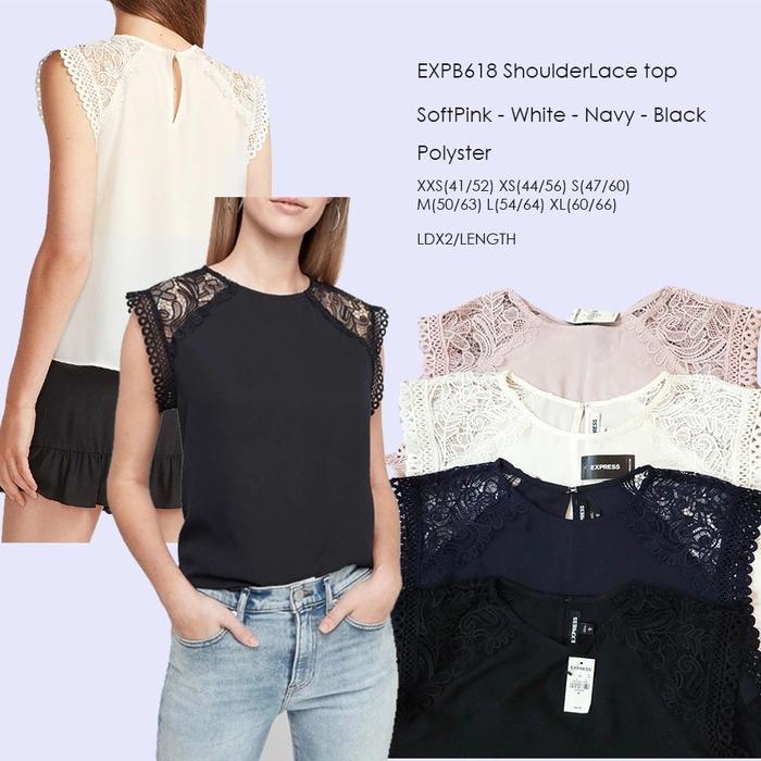 Express Shoulder Lace Blouse - Pakaian Branded Original