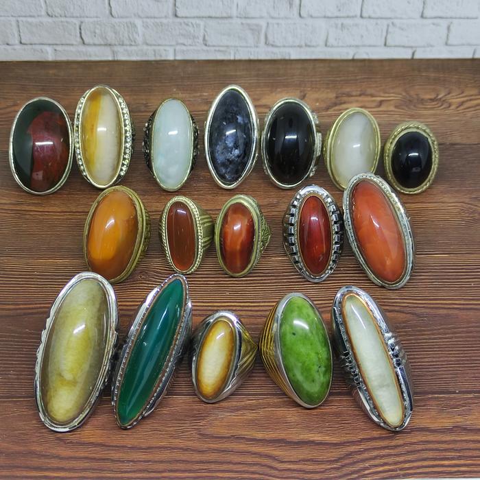paket cincin batu akik pandan merah putih
