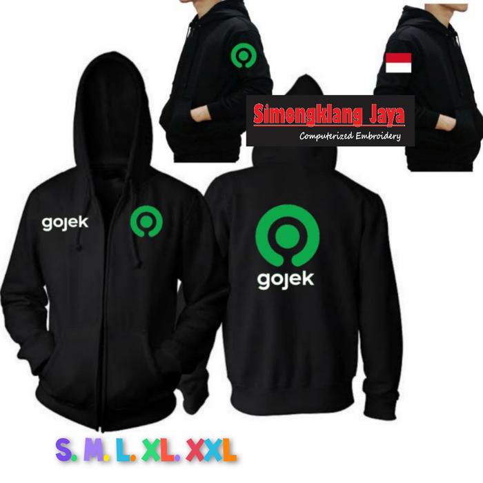 jaket hoodie bordir logo gojek