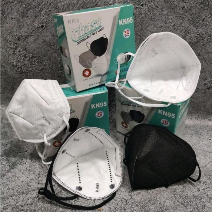 Masker Hijab KN95 Chasa 5ply.hitam dan putih