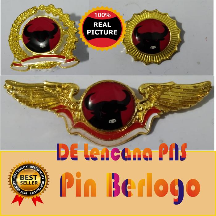 Pin logo Partai PDI-P Warna emas tidak akan luntur