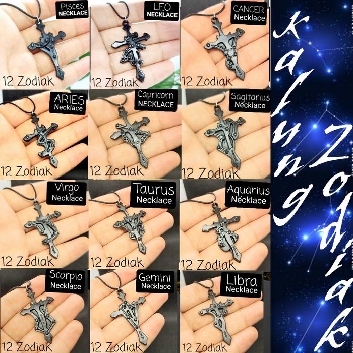Kalung Bintang Zodiak Aquarius Gemini Sagitarius Aries Pisces Libra
