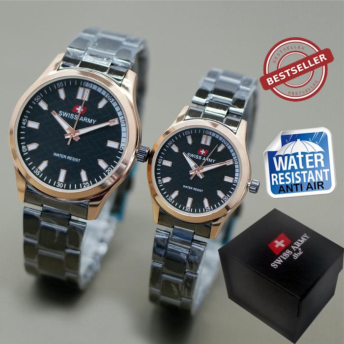 Promo !! Sepasang Couple Jam Tangan Swiss Army dhc+ bonus box Anti Air