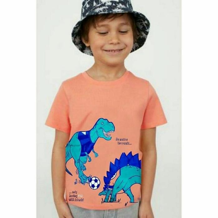 HM DINO ORANGE TEE 1-12 TAHUN - KAOS BAYI ANAK REMAJA LAKI BRANDED ORI