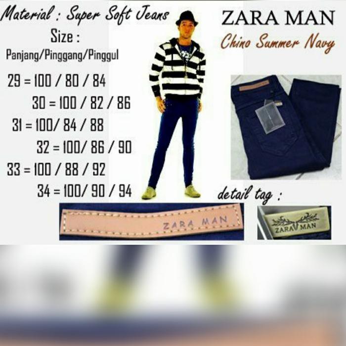 Celana Zaraman Chino Summer Soft Jeans Navy Size 33