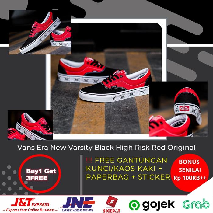 Vans Era New Varsity Black High Risk Red Original Sepatu Pria Wanita