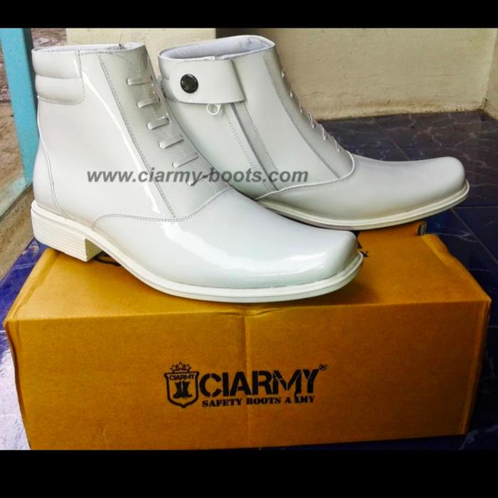 Sepatu PDH Merk Ciarmy putih pdh dinas - Upper Asli Kulit Kilap