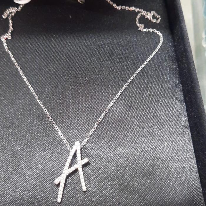 liontin ubs alpha star gold necklace huruf A emas 750