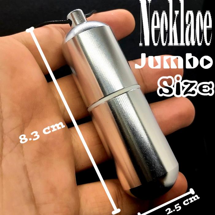 Kalung KAPSUL JUMBO Pil BOTOL Warna SILVER simpan obat foto Hutao