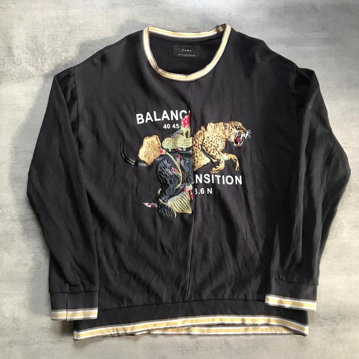 crewneck zara original second bordir