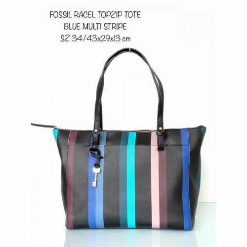 tas fossil rachel tote bag blue multi stripe