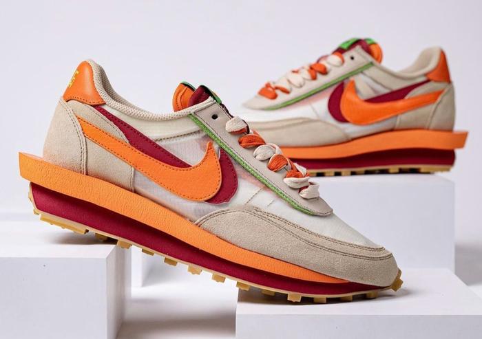 Original Nike LD Waffle x Fragment x Sacai x Clot Orange Blaze