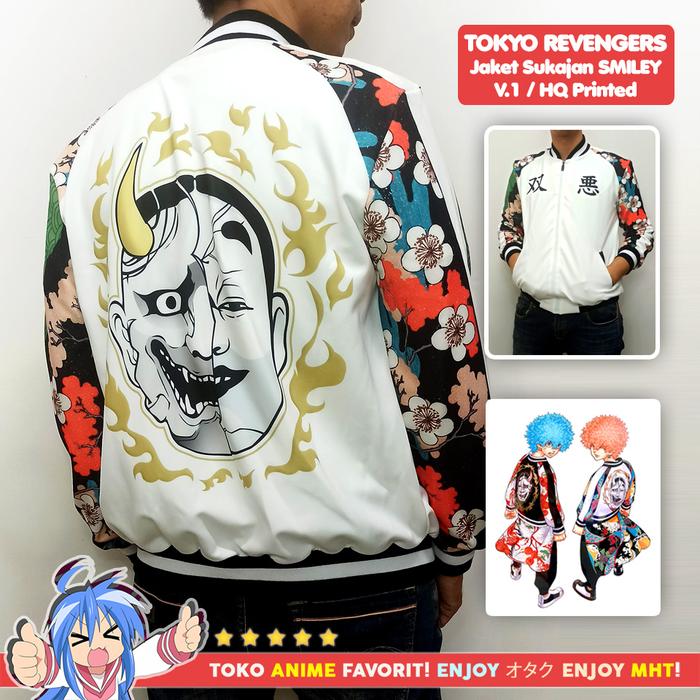 Jaket Smiley Bomber Sukajan Anime Tokyo Revengers Full Print Kawata