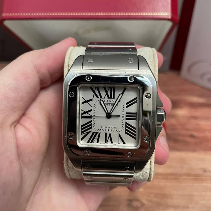 cartier santos large 100 auto jam pria