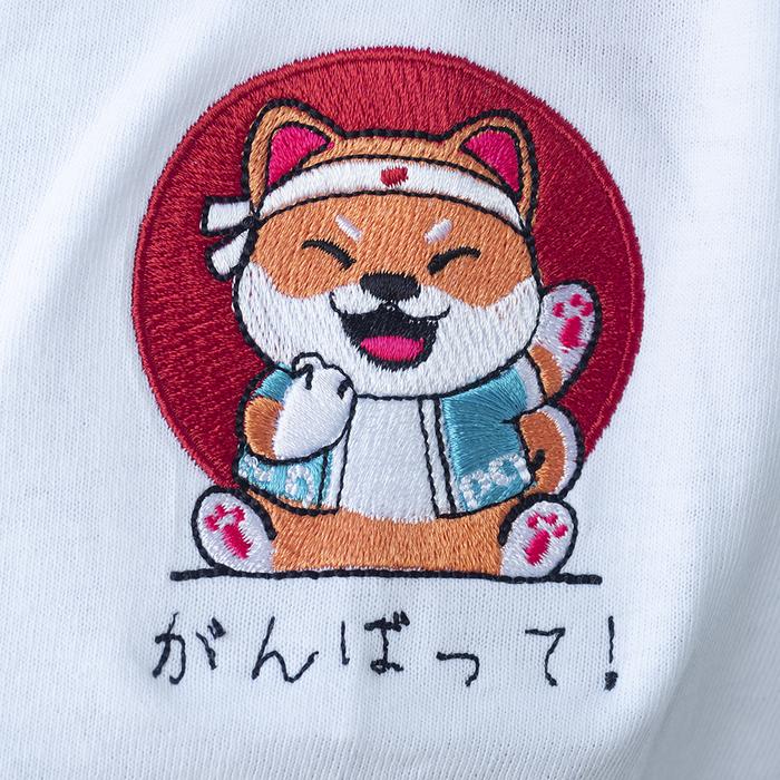 Cute Japan Corgi Embroidery T-Shirt | kaos anjing corgi bordir lucu