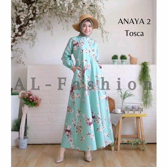 Gamis Anaya bahan katun jepang/gamis bunga bunga cantik katun jepang