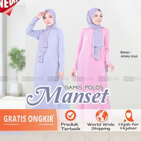 Manset Gamis Polos Bahan Jersey Zoya By Vazya Hijab Fashion Muslim