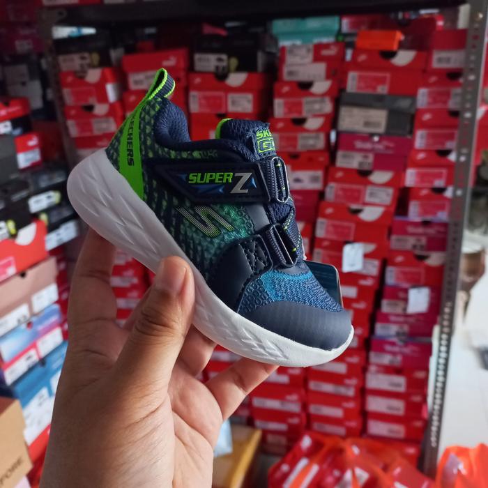 sepatu anak skechers go run 600 navy lime toddler original