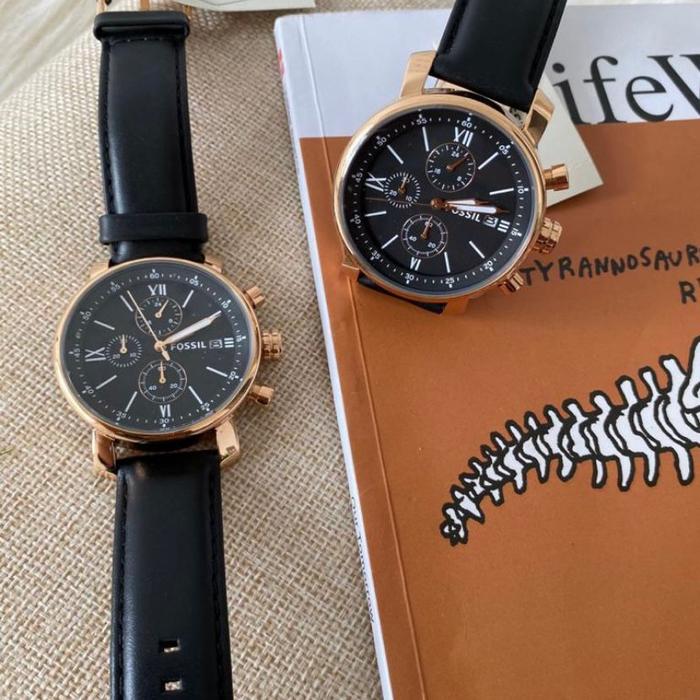 Jam Fossil BQ1008 Black Leather NWT