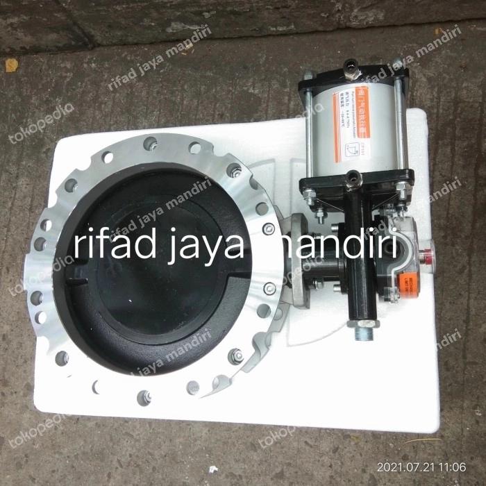 pneumatic actuator butterfly valve double flange 12 inch powder cement