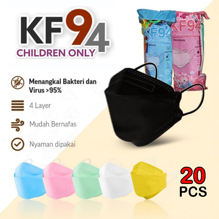 NEW Masker Anak KF94 Polos 4ply Masker kf 94 ANAK CAREION isi 20 pcs