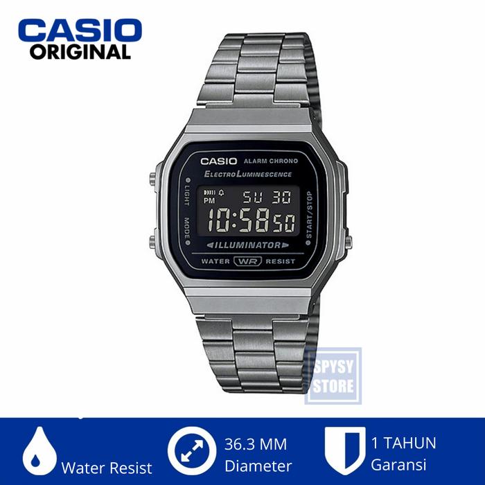 Jam Tangan Digital Casio A168wgg-1b A168 Black Retro Strap Stainless
