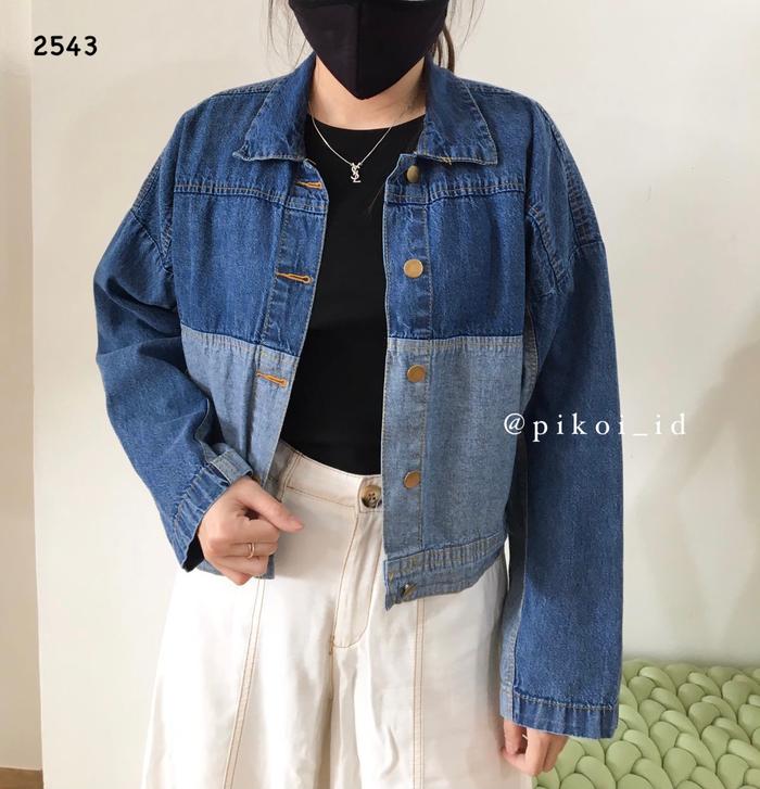 Oversize jaket jeans wanita / pull and bear woman jeans jacket / biru