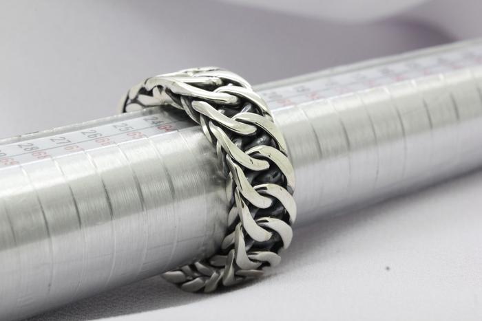 CINCIN PERAK ASLI MOTIF RANTAI PERAK BAKAR BALI