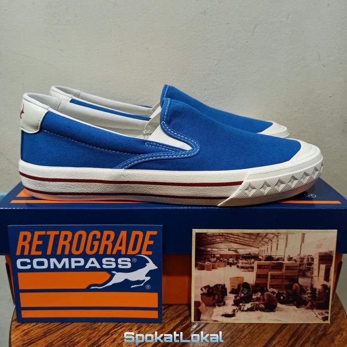 Sepatu Compass Retrograde Slip On Blue 35 36 37 38 39, 40 41 42 43 44