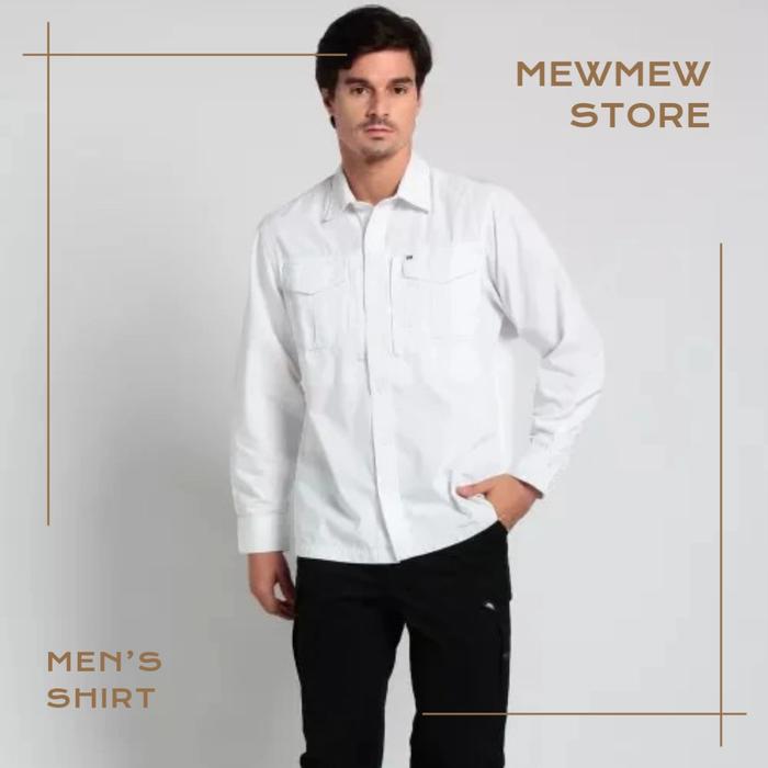 Kemeja Pria Putih Tactical Lengan Panjang Casual MGEE GORDON C037