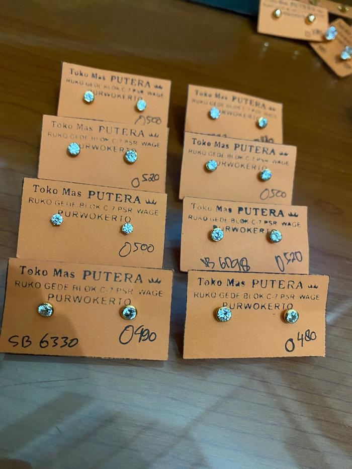 Anting subang emas asli 1gram kadar 8K/375