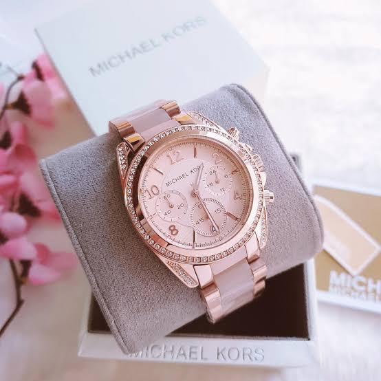 Jam Tangan Wanita Michael Kors Mk 5943 Acrylic Rosegold