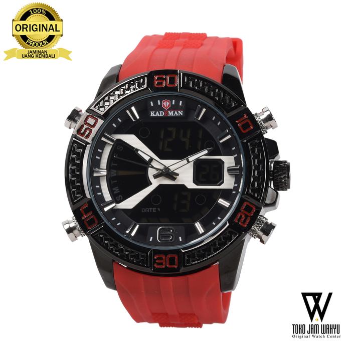 Kademan K7004 C Jam Tangan Pria - Black - Red Rubber Strap
