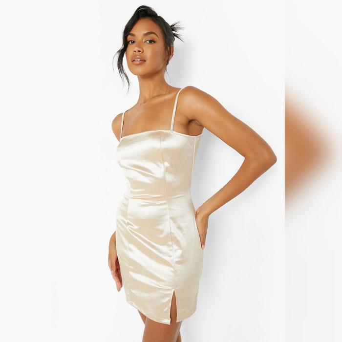 madison beer 90s mini velvet satin dress