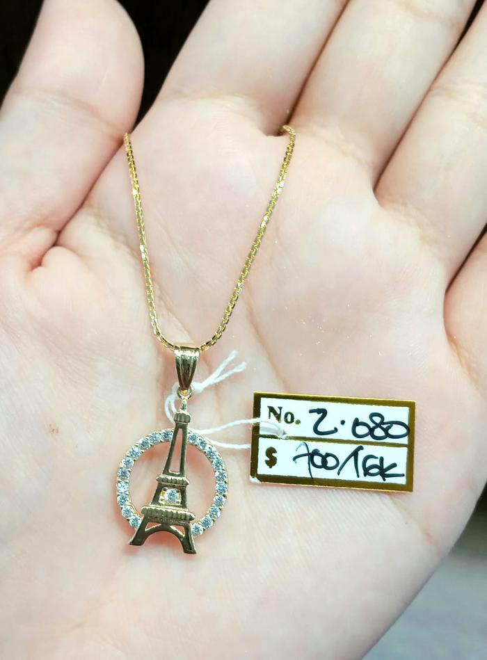 Liontin Pendant Emas Eiffel Tower Kadar 70% 2.08 Gram (Tanpa Kalung)