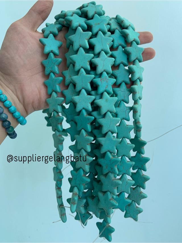 bongkah rough Batu PIRUS BIRU BINTANG 26mm bahan bandul gelang kalung