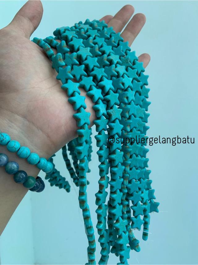 bongkah rough Batu PIRUS BIRU BINTANG 16mm bahan bandul gelang kalung
