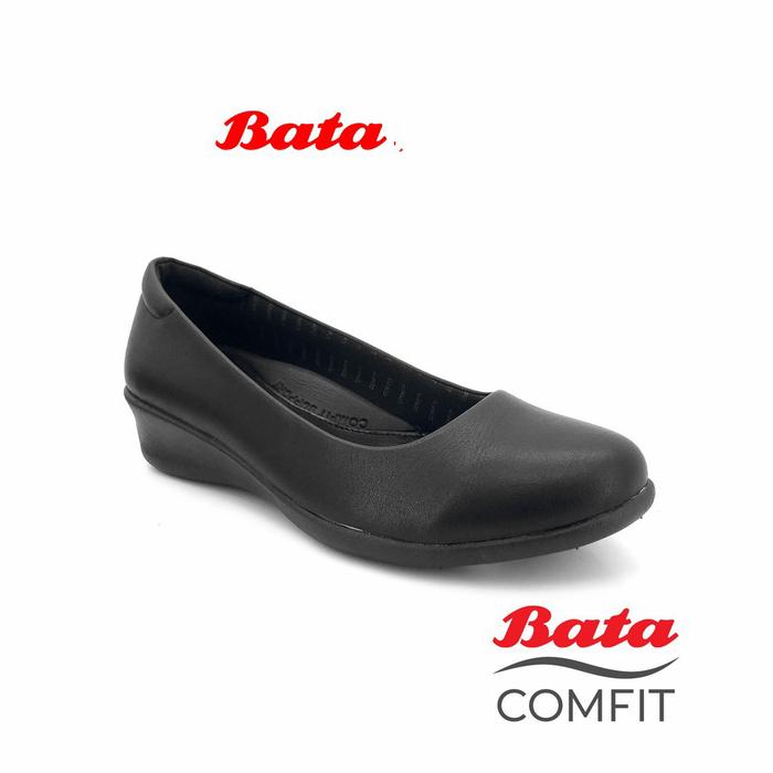 Sepatu Kerja Pantofel Wanita Full Hitam Original Bata Comfit