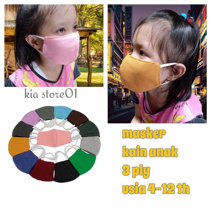 MASKER KAIN EARLOOP ANAK MULTI WARNA 3PLY/MASKER EARLOOP ANAK 4-12 THN