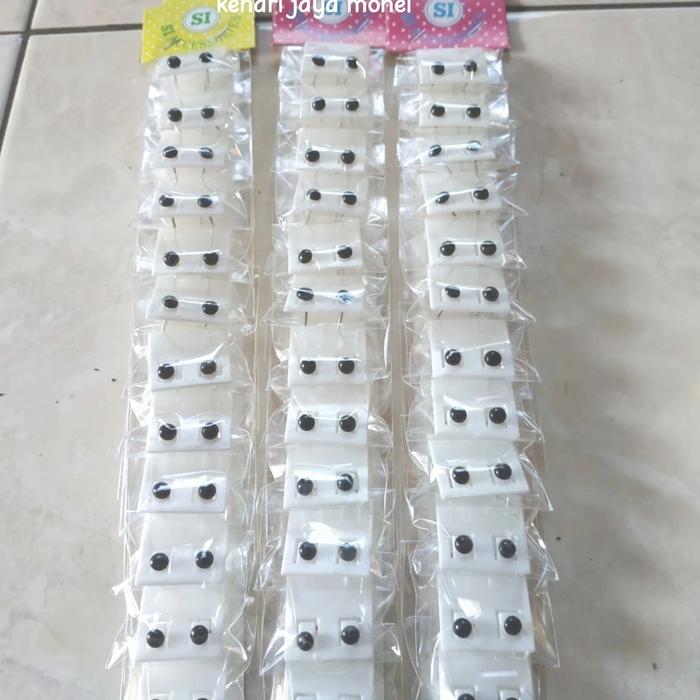 Anting tindik bulat hitam kecil monel original