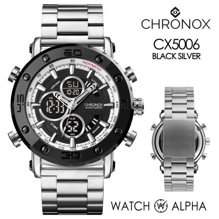 Jam Tangan Chronox CX5006 - BLACK SILVER Original - Garansi Resmi 1 th