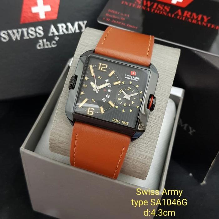 Jam Tangan Pria Swiss Army SA1046G Dualtime Tali Kulit Original 01