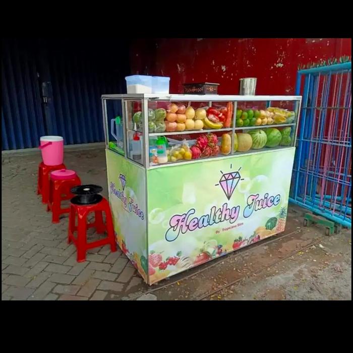 rombong, booth aluminium bekas terawat, bisa d dorong ada rodanya