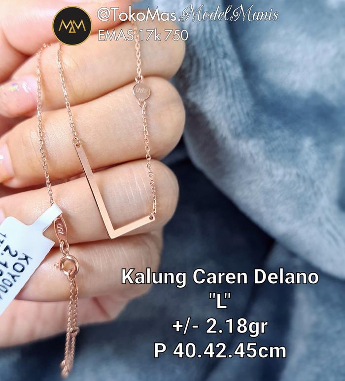 Kalung Carendelano ubs inisial "L" emas rosegold 750 kadar 17k