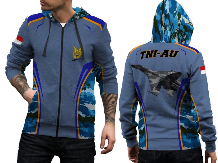 JS | Jaket Hoodie Pria TNI AU Original FullPrint Zipper